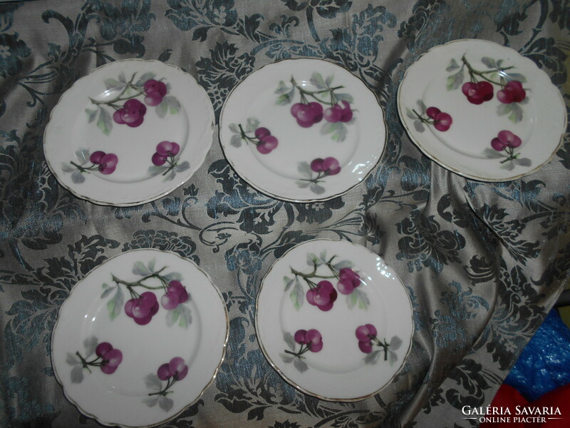 5 antique cherry patterned cake plates - the price refers to 5 pieces