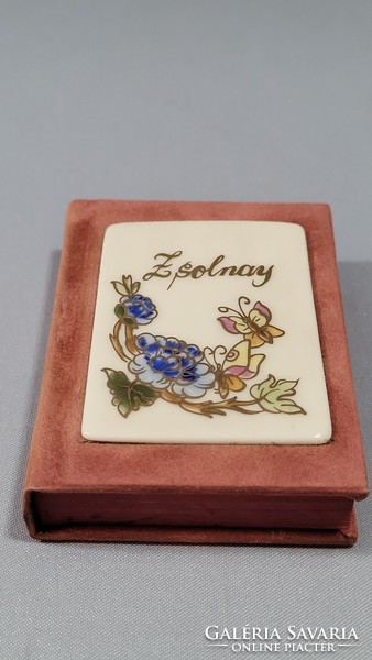 Zsolnay porcelán betétes mini könyv - német nyelvű