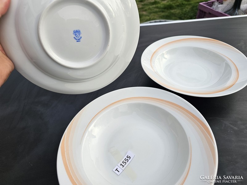 T1555 plain orange striped soup plates 3 pcs