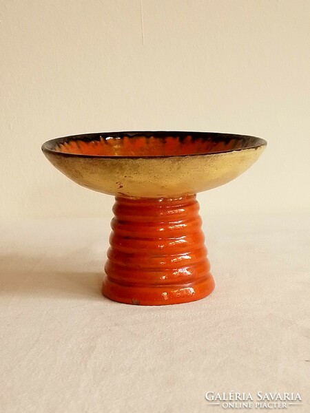 Antique old art deco/retro glazed ceramic candle holder candle holder pedestal bowl ring holder