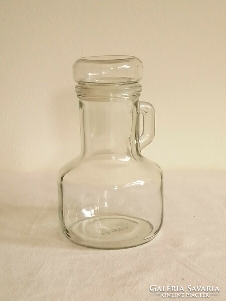 Glass jar with ears, vinegar-oil spout, beverage bottle, with vacuum-sealed stopper 16 cm