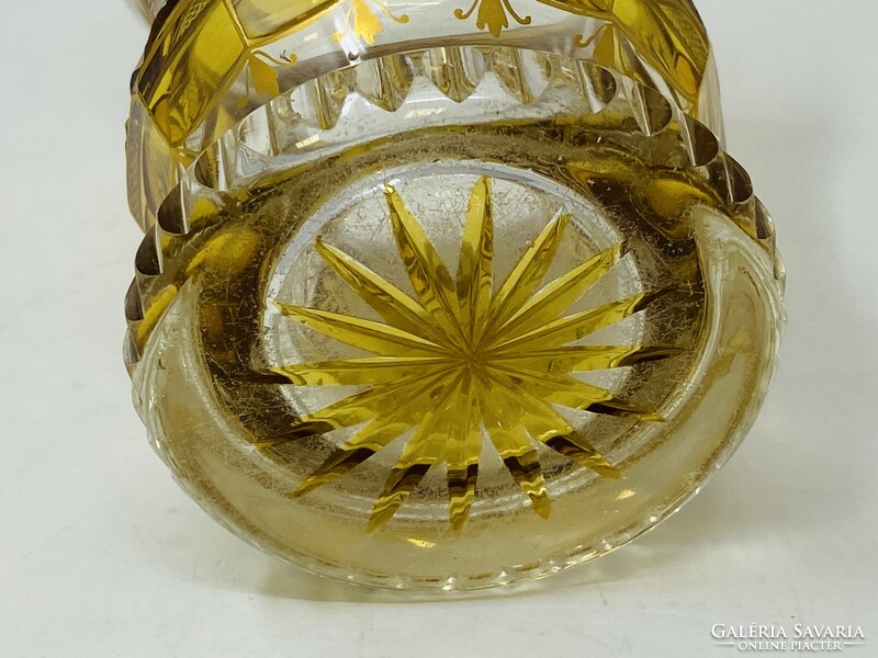 Antique überfang polished bieder stemware glass, goblet in honey color rz