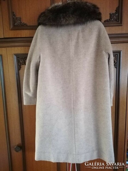 Női Ezüst róka szőrme galléros kabát L - XL