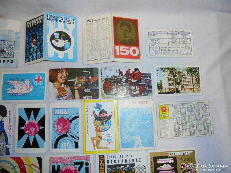 Thirty-two old card calendars - 1973 - together