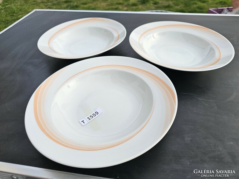 T1555 plain orange striped soup plates 3 pcs
