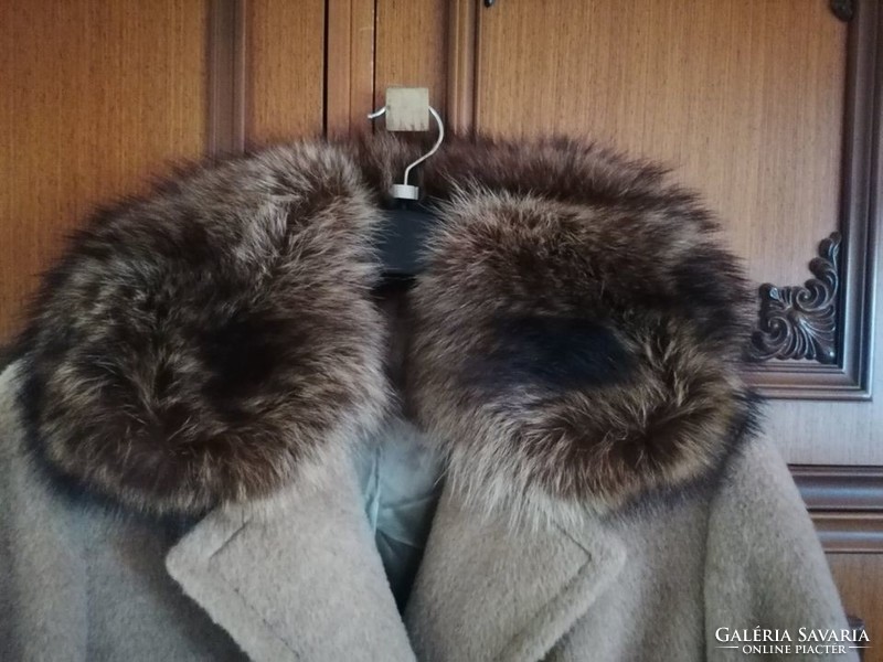 Women's silver fox fur collar jacket l - xl