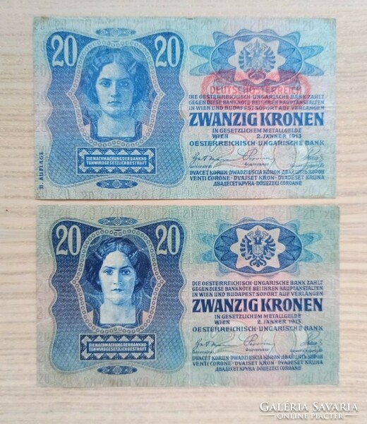 20 Korona 1913, 2 db.