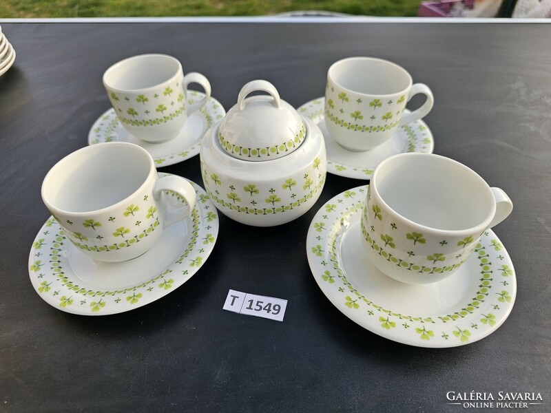 T1549 Lowland parsley / clover pattern chubby coffee cups and sugar