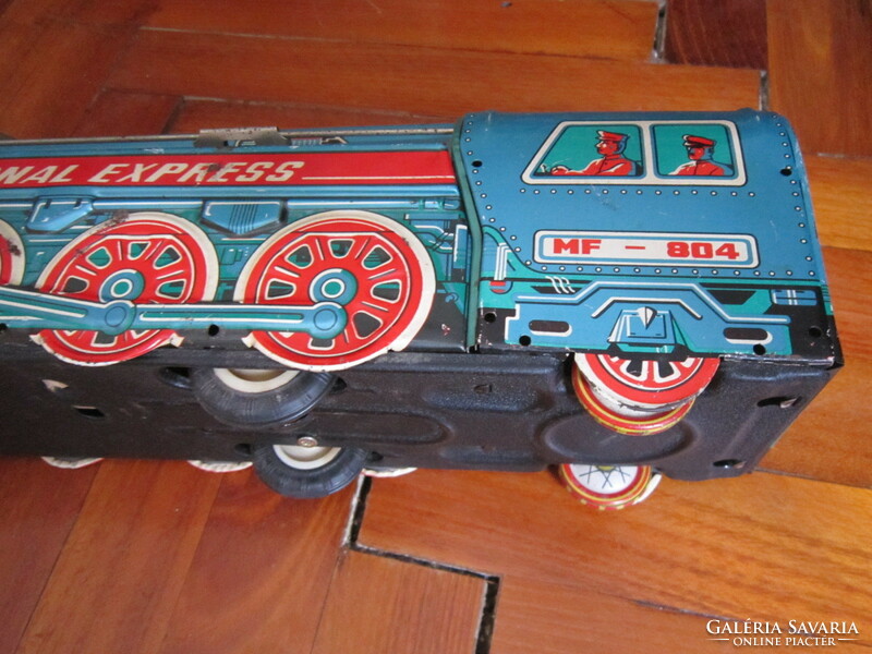 Lemez játék MF-804 International Express Locomotive régi, nagyméretű mozdony lemezgyári