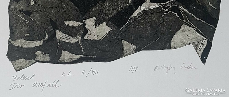 Kőszeghy Csilla - Baleset 14 x 19 cm rézkarc