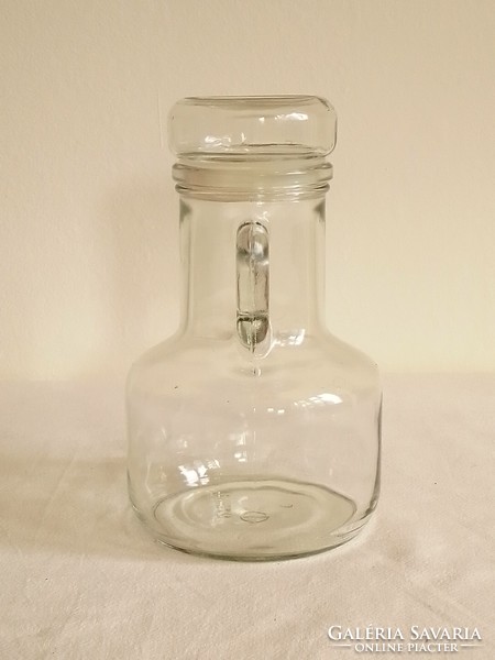 Glass jar with ears, vinegar-oil spout, beverage bottle, with vacuum-sealed stopper 16 cm