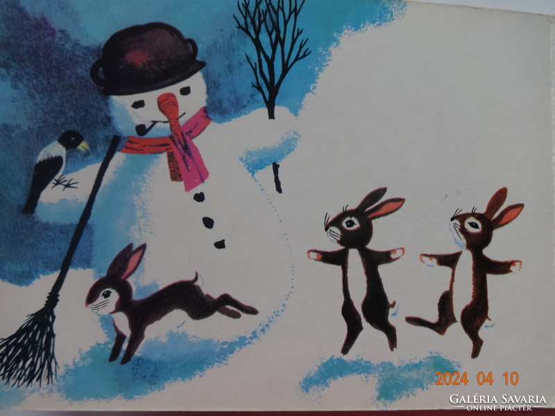 Ingeborg friebel: three bunnies in the snow - hardback storybook - old, rare (1973)