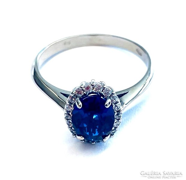 Blue stone white gold ring 54m