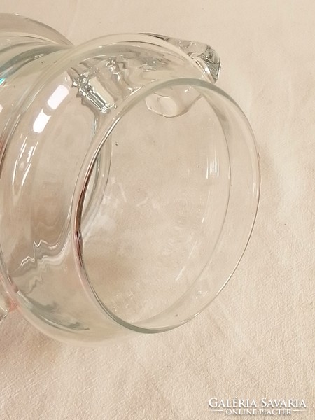 Kétfülű üveg konyhai tároló edény bonbon, nass, mogyoró, cukortartó, kínáló 13 cm