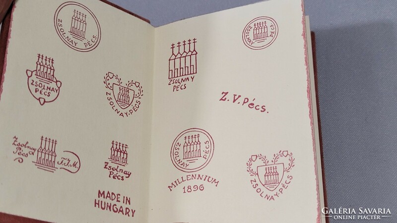 Zsolnay porcelán betétes mini könyv - német nyelvű