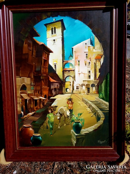 Fassel Ferenc Mediterranean Street oil painting