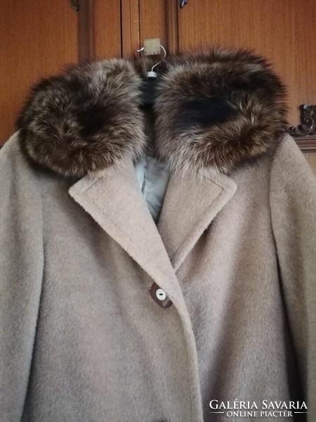 Women's silver fox fur collar jacket l - xl