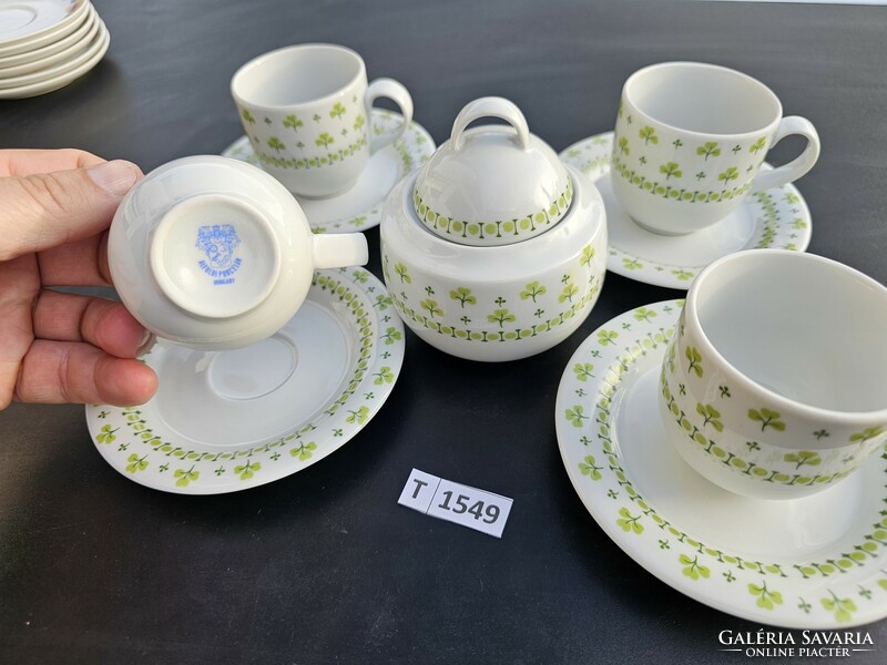 T1549 Lowland parsley / clover pattern chubby coffee cups and sugar