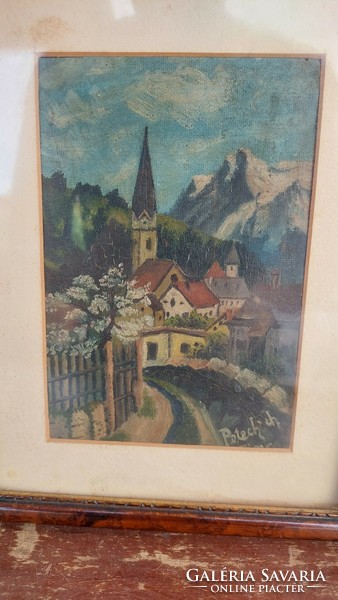 Patachich 1916 Fáncs village detail with church painting