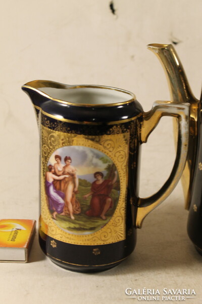 Antique alt Vienna baroque tea pot with scene, milk spout 766