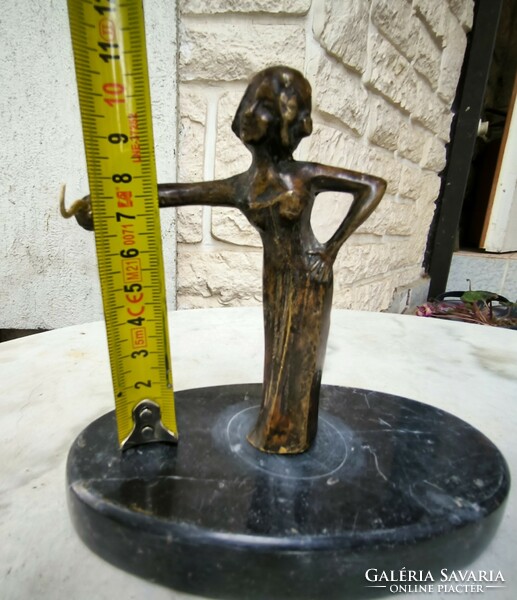 Art Nouveau lady statue bronze marble pocket watch holder