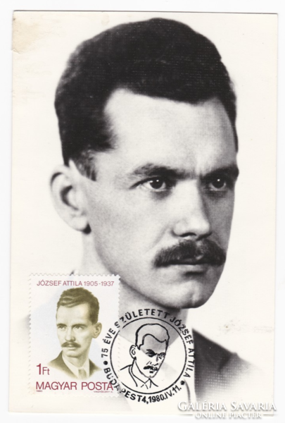 Portrait of the poet Attila József - cm postcard