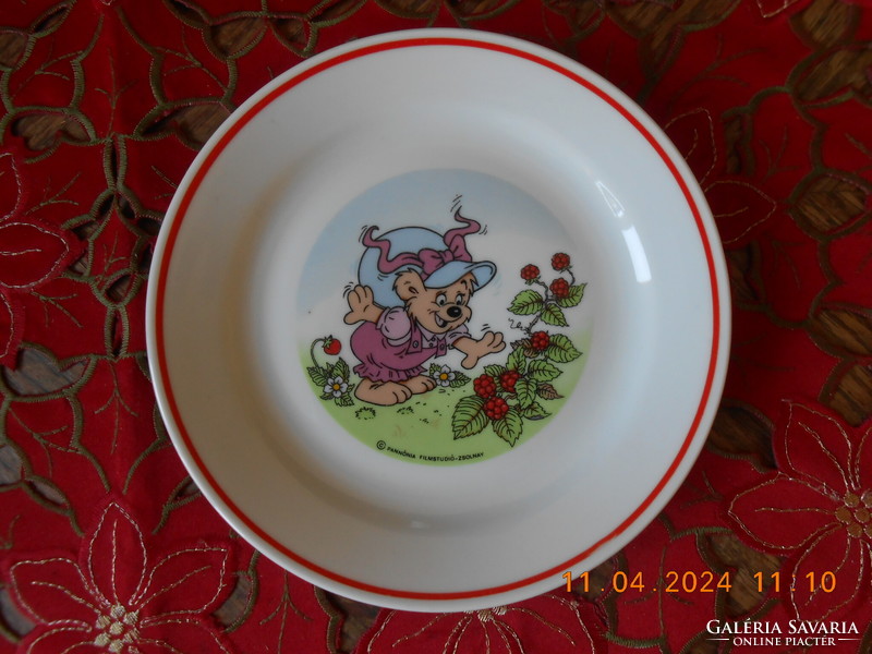 Children's plate with Zsolnay the captain of the forest fairy tale pattern