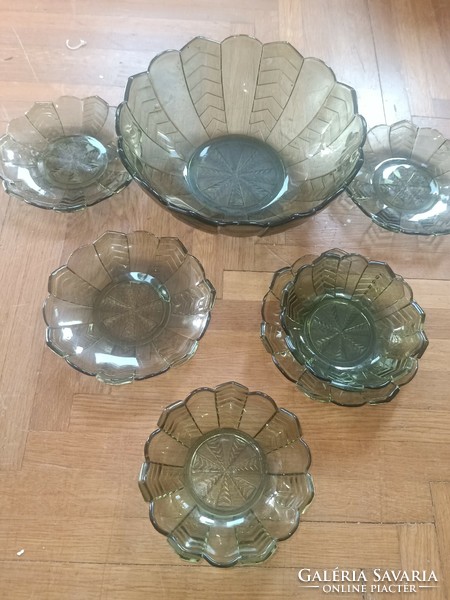 Vintage green glass set