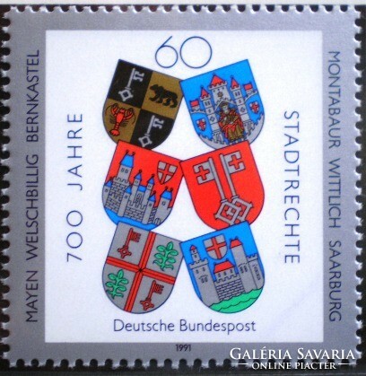 N1528 / 1991 Németország A városi jogok kiosztásának 700. évfordulója bélyeg postatiszta