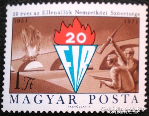 S2695 / 1971 20 éves az Ellenállók Nemzetközi Szövetsége. bélyeg postatiszta