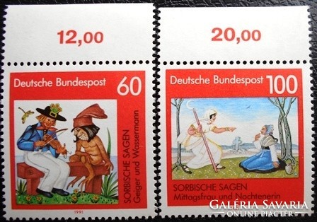 N1576-7sz / 1991 Németország Szorb legendák bélyegsor postatiszta ívszéli összegzőszámos