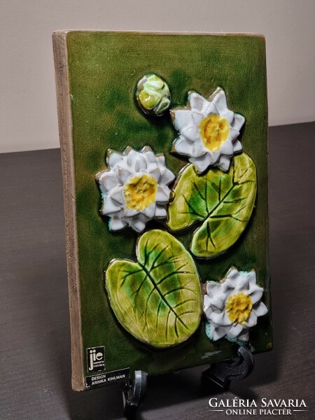 *Jie gantofta Sweden - annika kihlman - näckros 791 - ceramic painting water lily - wall picture