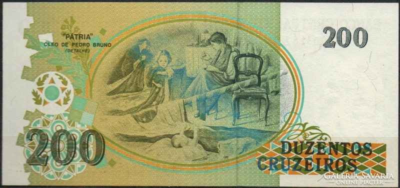 D - 151 -  Külföldi bankjegyek:  Brazilia 1990 200 Cruzerios  UNC