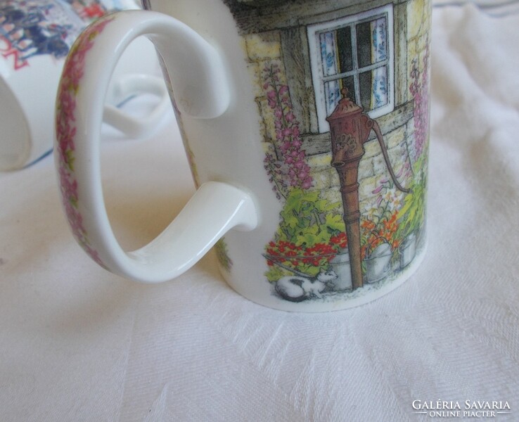 Angol,Dunoon cica mintás teás csésze,vidéki falusi jelenetes pohár 1db