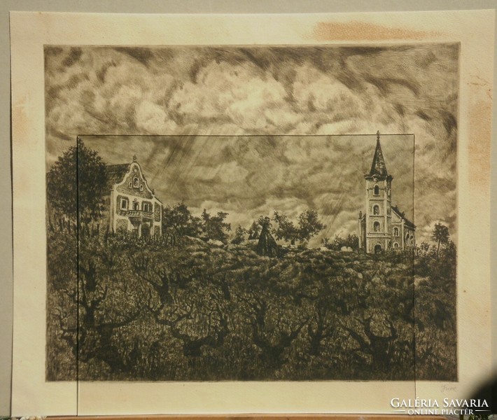 István Imre (1918-1983): church and mansion (large size)