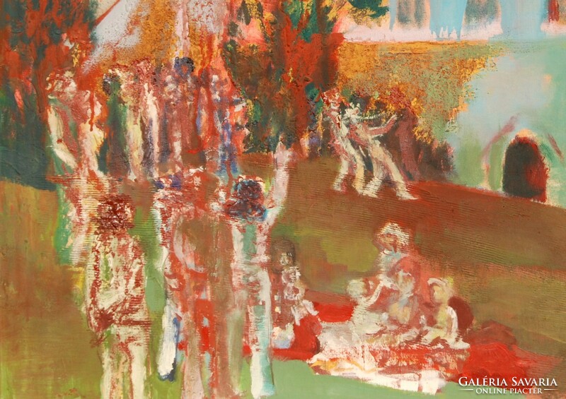 Big b. István (1933-2006): celebration of the fisherman's bastion, 1970s - oil on canvas, framed