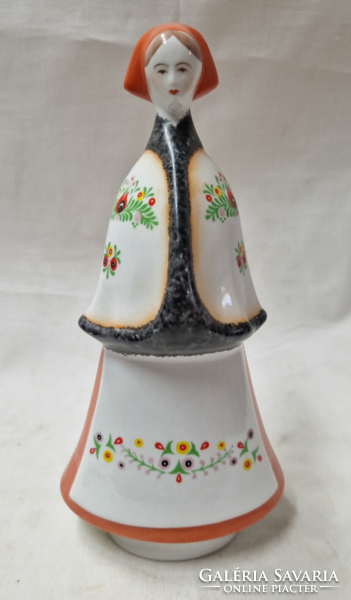 Matyó Aquincum female porcelain figurine in perfect condition 21 cm.