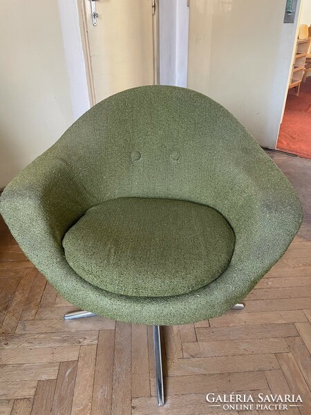 Retro emerald green swivel armchair