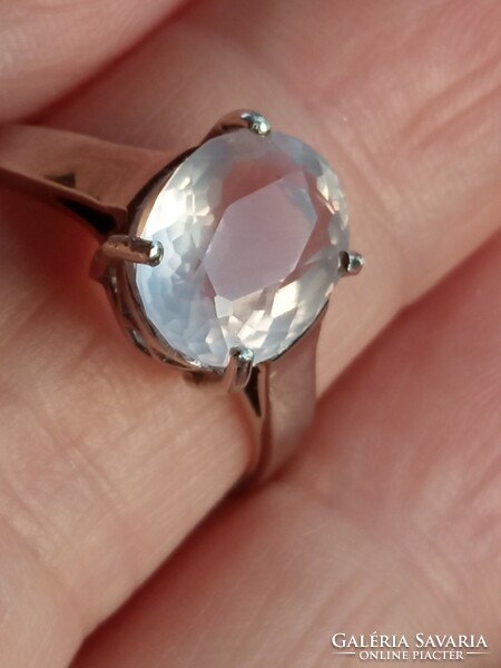 Rose quartz 925 silver ring 58