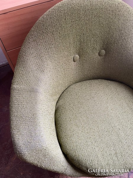 Retro emerald green swivel armchair