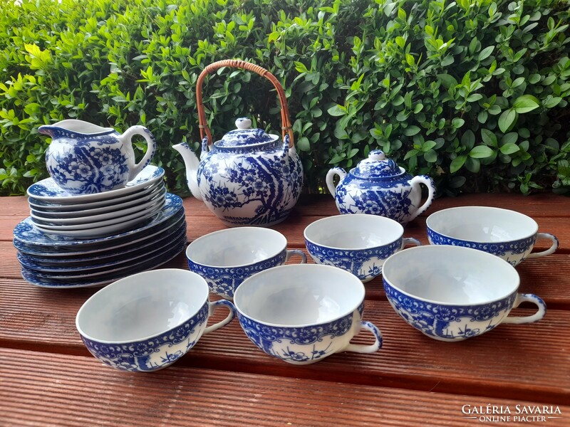 Six-person, 24-piece (Japanese) cherry blossom eggshell porcelain tea set.
