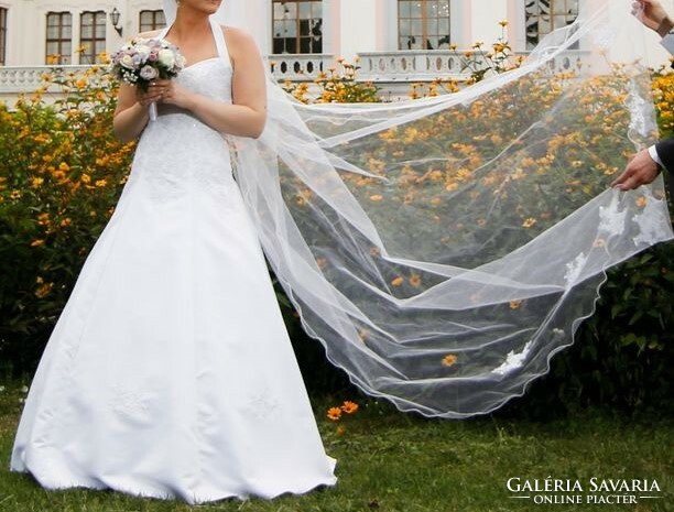 Wedding dress with hoop and long veil