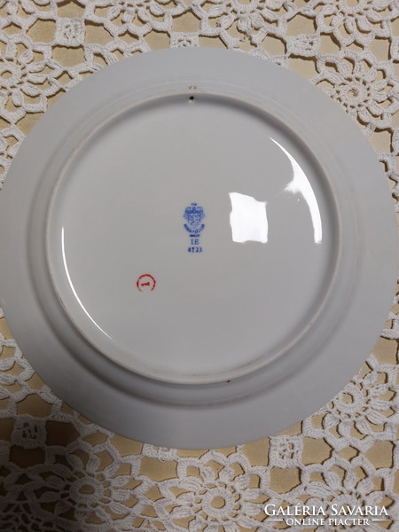 Old Great Plains porcelain wall plate with floral Hungarian blue folk pattern