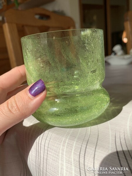 Karcagi fátyolüveg zöld pohár hibátlan