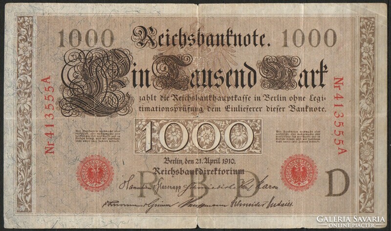 D - 161 -  Külföldi bankjegyek: Németország 1910  1 000 birodalmi márka