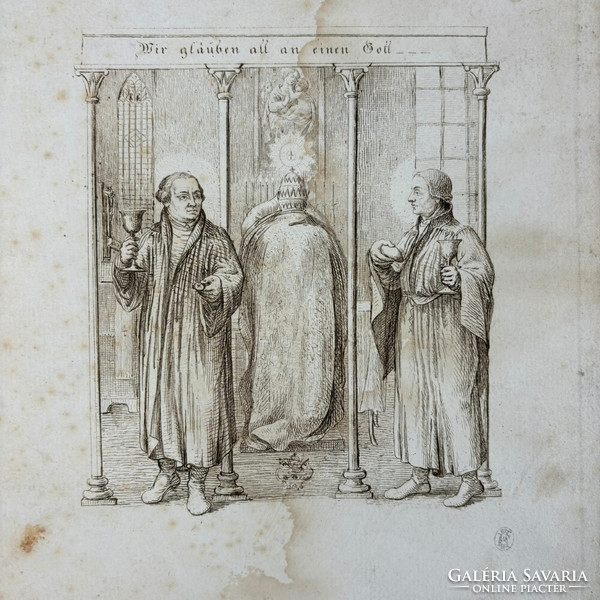 Representatives of the Reformation - knoff röszler? - Luther and Calvin facing each other - steel engraving