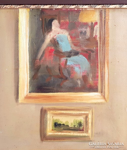 I.Hermann - interior room interior + female nude painting on the back