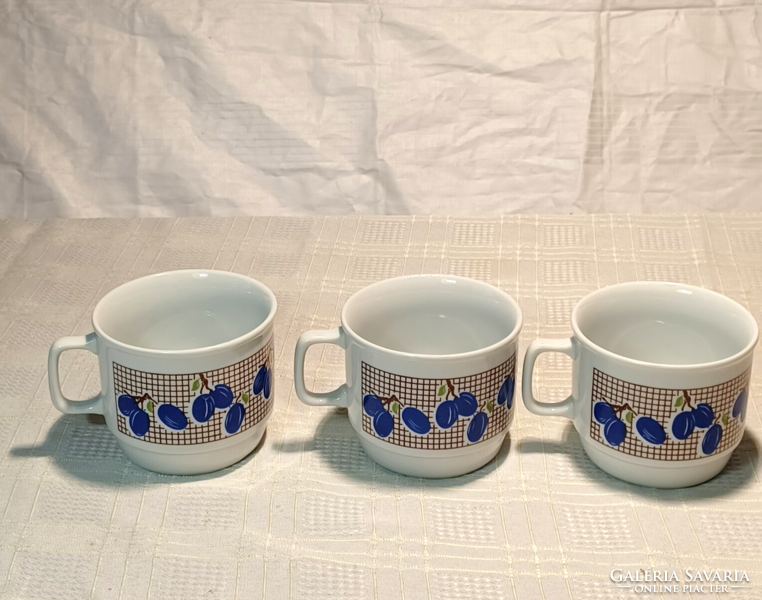 3 pcs, Zsolnay porcelain mug with plum pattern, pcs/price