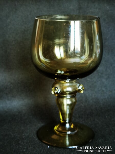 Antique blown glass olive green wine glass römerglas xix. About the end of No