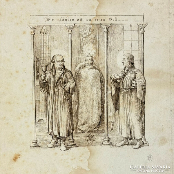 Representatives of the Reformation - knoff röszler? - Luther and Calvin facing each other - steel engraving